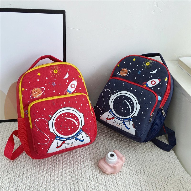 Cartoon Cute Astronaut Backpack for Kindergarten Male and Female Design Lightweight Polyester Laptop School Bag for Children