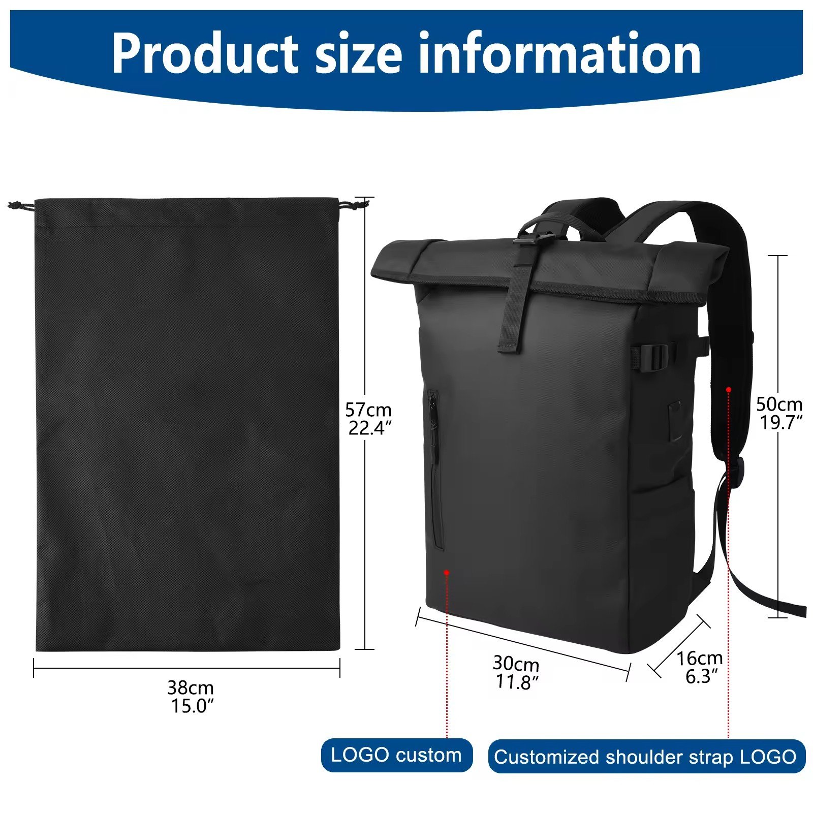 custom Roll Top backpack oxford leather rolltop laptop backpacks unisex minimalist USB capacity men rolling backpack