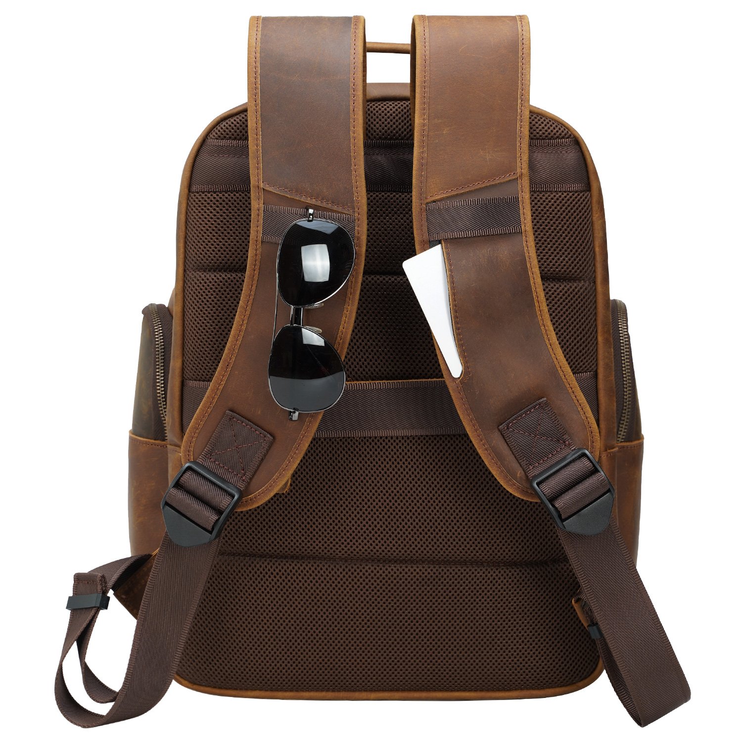 Large Capacity Custom Logo Retro 15.6 inch Laptop Backpack Men's Genuine Cowhide Leather Traveling Backpack bags