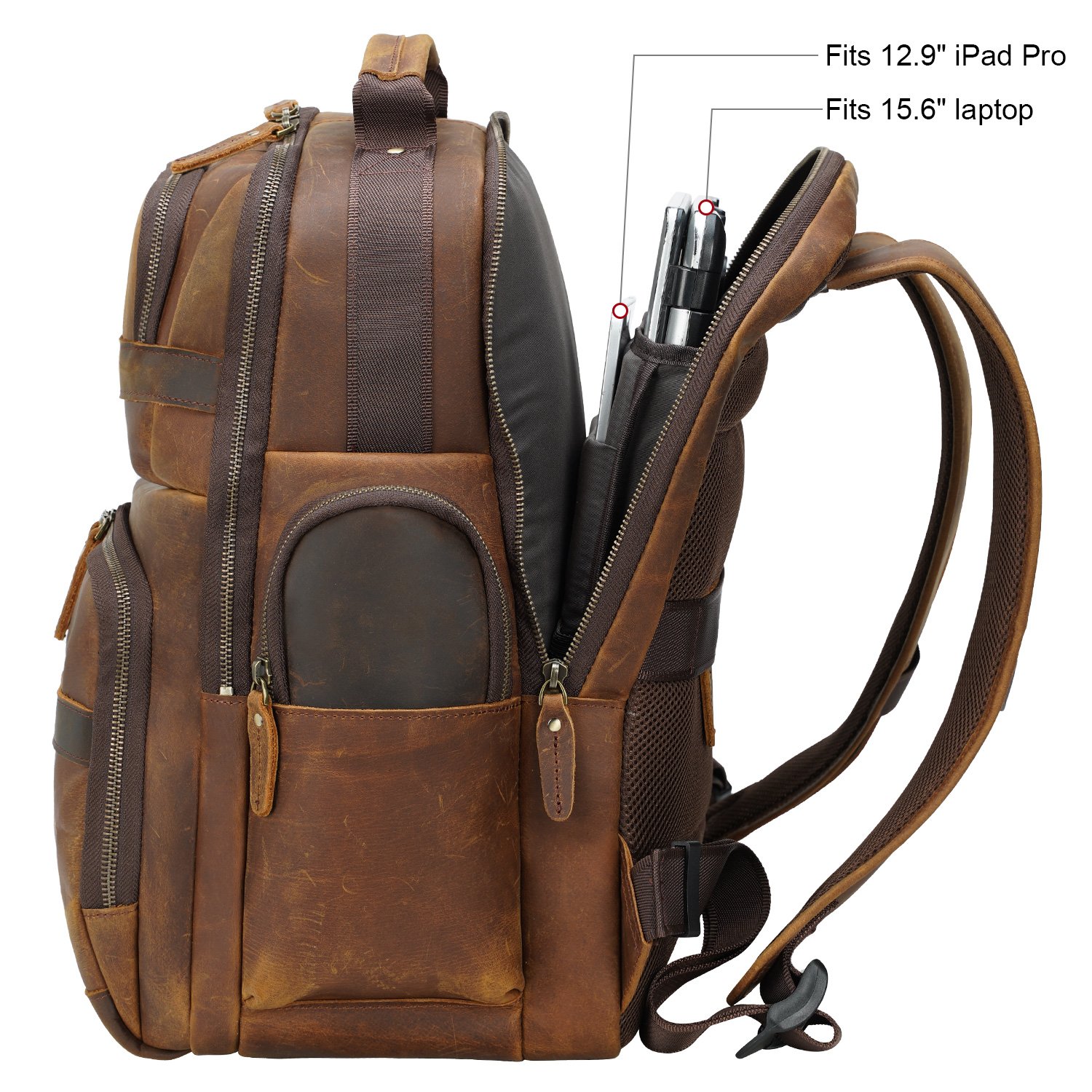 Large Capacity Custom Logo Retro 15.6 inch Laptop Backpack Men's Genuine Cowhide Leather Traveling Backpack bags
