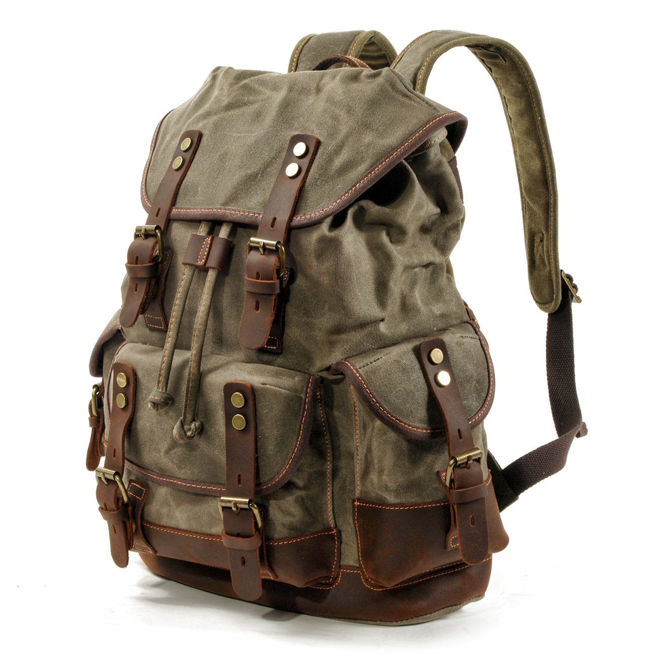 Laptop Backpack Backpack Bags Water Resistant Wax Canvas Unisex 9508 Waterproof Polyester String Computer Interlayer Soft Handle