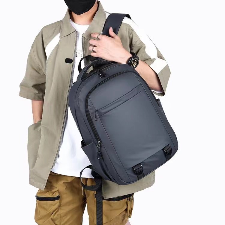 Customized Large Capacity Multifunctional Black Waterproof Laptop Backpack USB Smart Stylish Made PU Zipper Polyester Softback