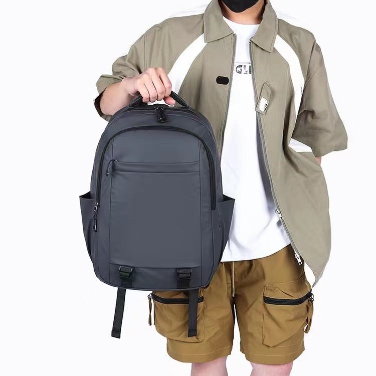 Customized Large Capacity Multifunctional Black Waterproof Laptop Backpack USB Smart Stylish Made PU Zipper Polyester Softback