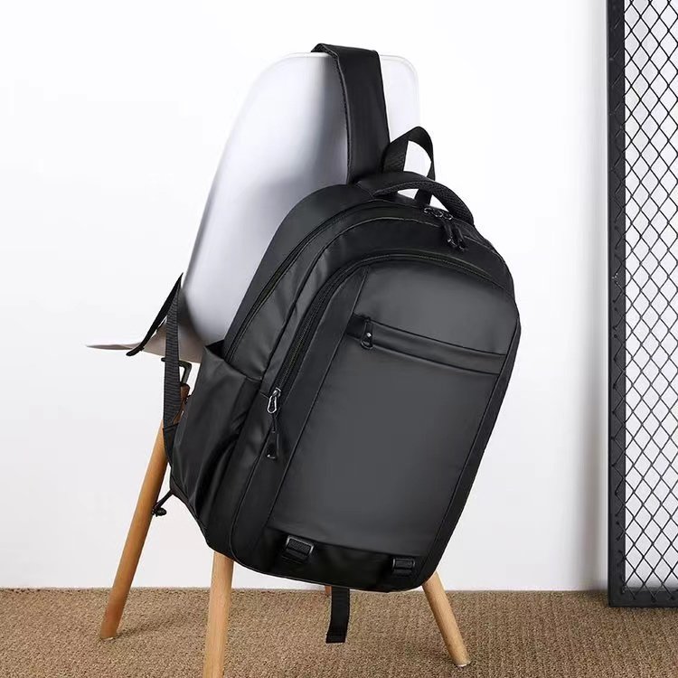 Customized Large Capacity Multifunctional Black Waterproof Laptop Backpack USB Smart Stylish Made PU Zipper Polyester Softback