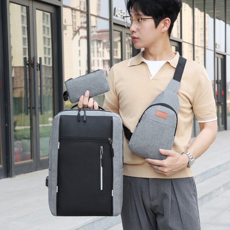 GW055 Print Logo Wholesale Men Casual Computer Waterproof School Rucksack Bag Polyester Laptop Backpack