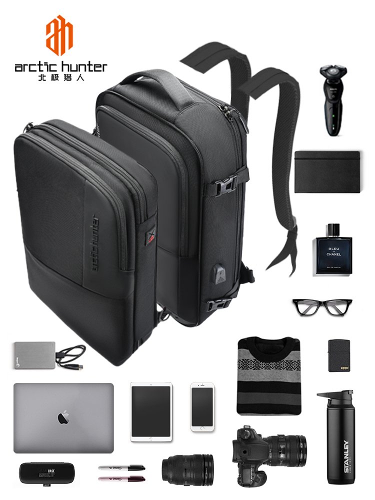 2023 Large Capacity 40L Carry On Travel OEM Backpack Men Business 2 in 1 Removable Laptop Backpack Bags Arctic Hunter Mochila