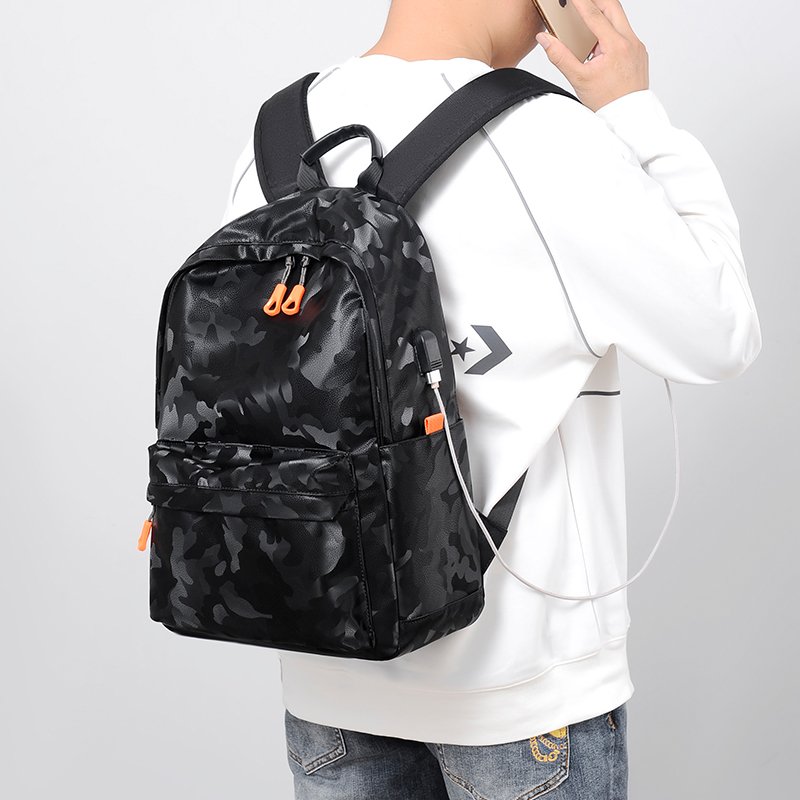 USB interface waterproof Notebook Backpack Chinese factory Wholesale Custom Men's mochilas Leather business Travel Backpack