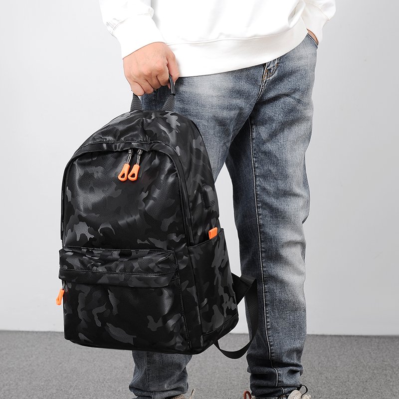 USB interface waterproof Notebook Backpack Chinese factory Wholesale Custom Men's mochilas Leather business Travel Backpack