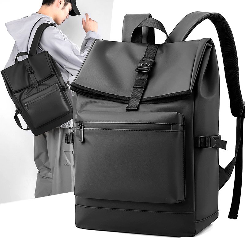 Custom men's travel roll top backpack New Waterproof leather foldable mochilas Student Women's School rolltop Laptop Backpacks