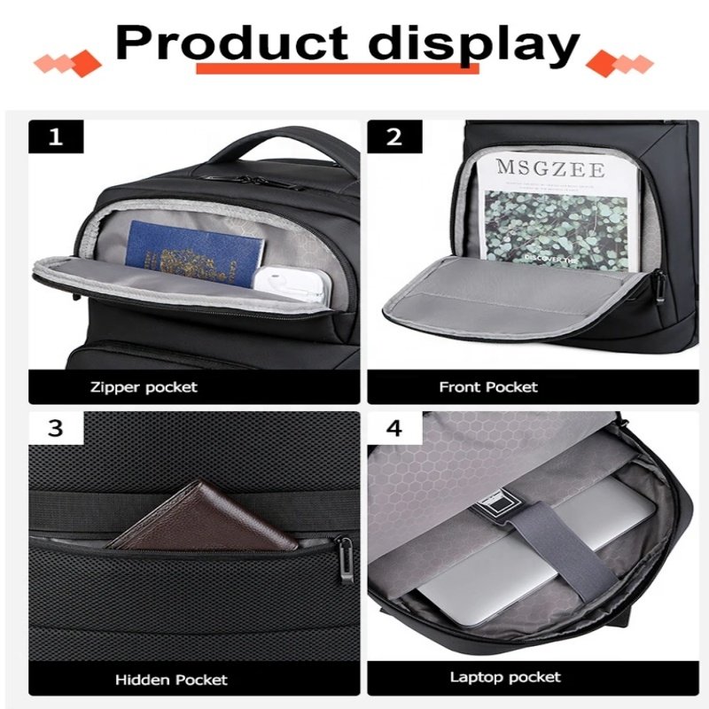Custom Logo Smart Backpack For Travelling Bagpack Mens Business Back Packs Laptop Travel Backpack Bag With USB Charging Port