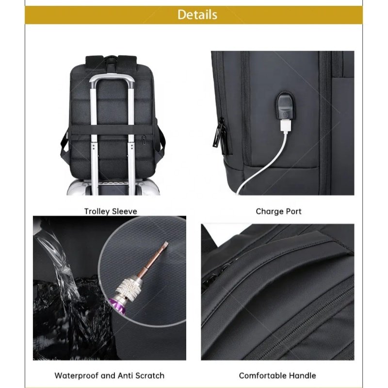 Custom Logo Smart Backpack For Travelling Bagpack Mens Business Back Packs Laptop Travel Backpack Bag With USB Charging Port