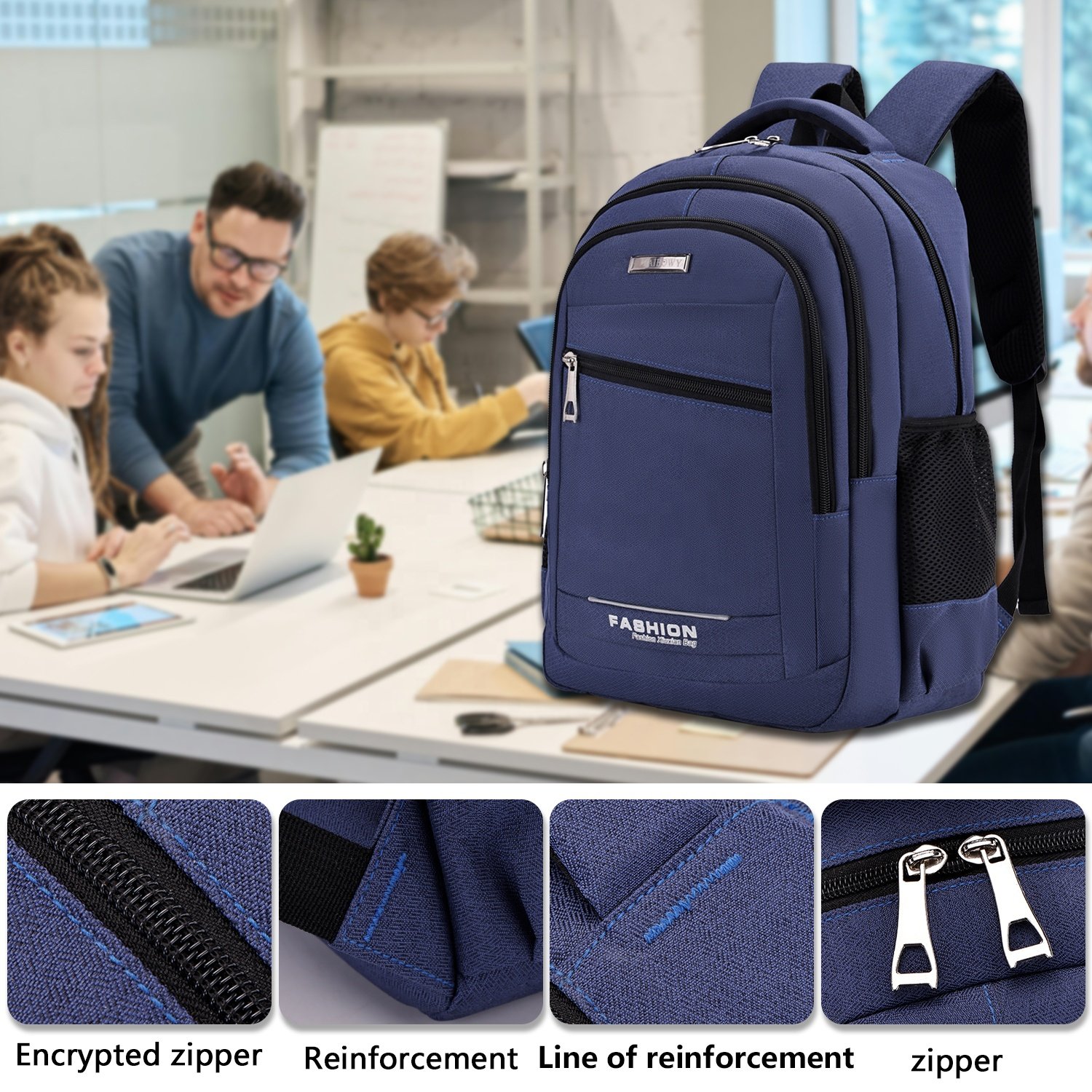HAIBOWY Unisex Portable Lightweight Nylon Laptop Backpack Solid Color Universal College School Shoulder Bag for Business Study