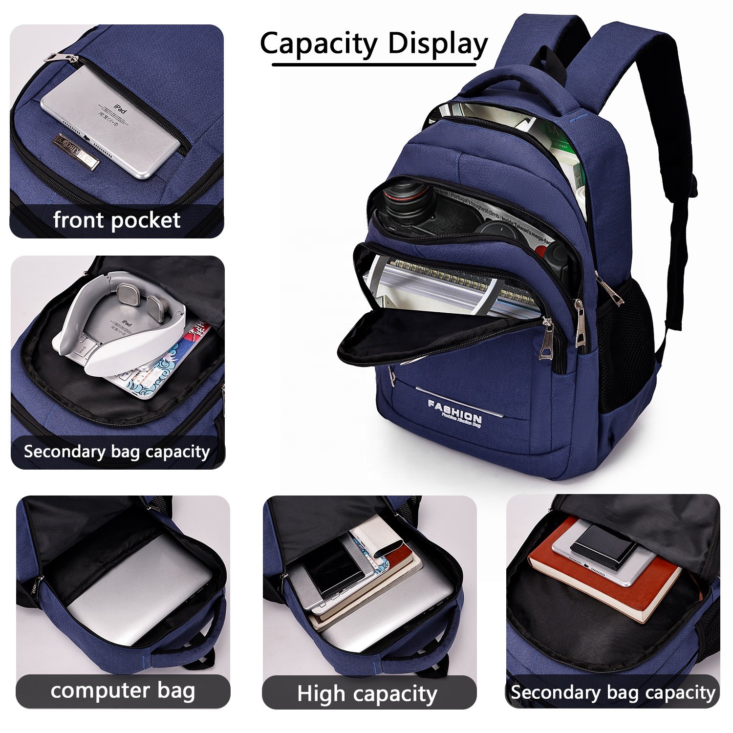 HAIBOWY Unisex Portable Lightweight Nylon Laptop Backpack Solid Color Universal College School Shoulder Bag for Business Study