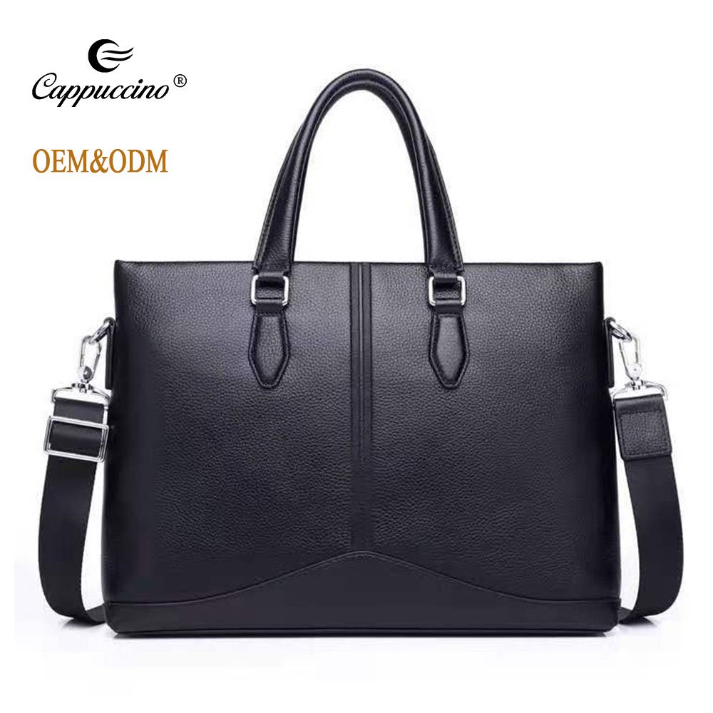 Top Private Label Custom Logo Men Leather Briefcase Laptop Bags Travel Luxury Men's Black Briefcase leather briefcase for men
