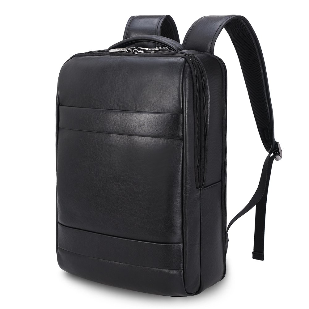 2023 New Arrival Custom Top Quality Black Men's Genuine Leather Bag Business 15.6 Inch Leather Laptop School Backpack Bag