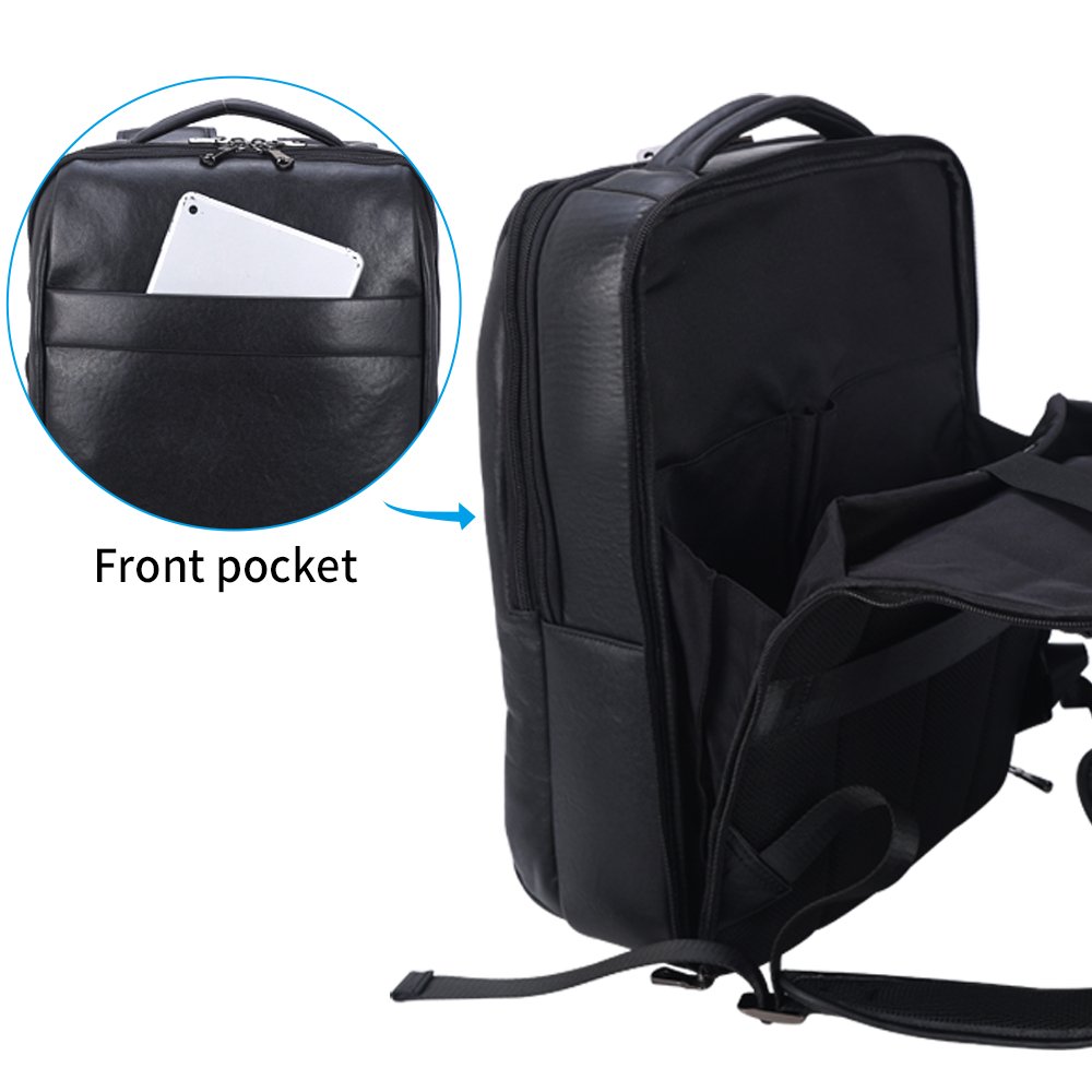 2023 New Arrival Custom Top Quality Black Men's Genuine Leather Bag Business 15.6 Inch Leather Laptop School Backpack Bag