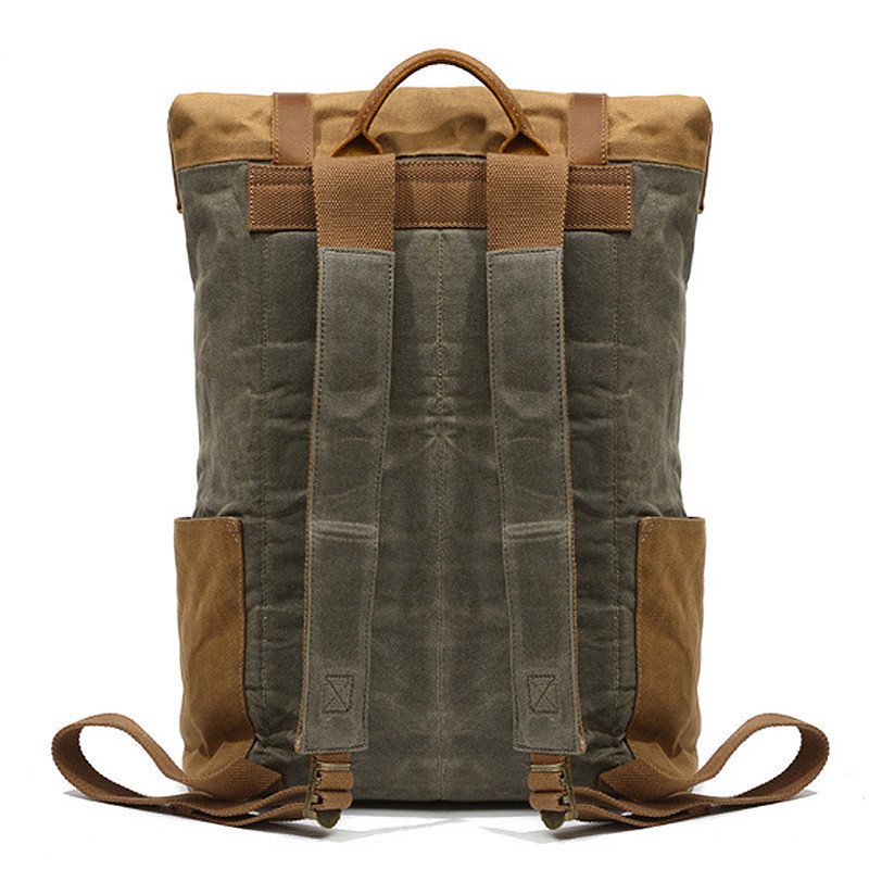 canvas for 14 inch laptop backpack School Bags Waxed Canvas Leather Backpack