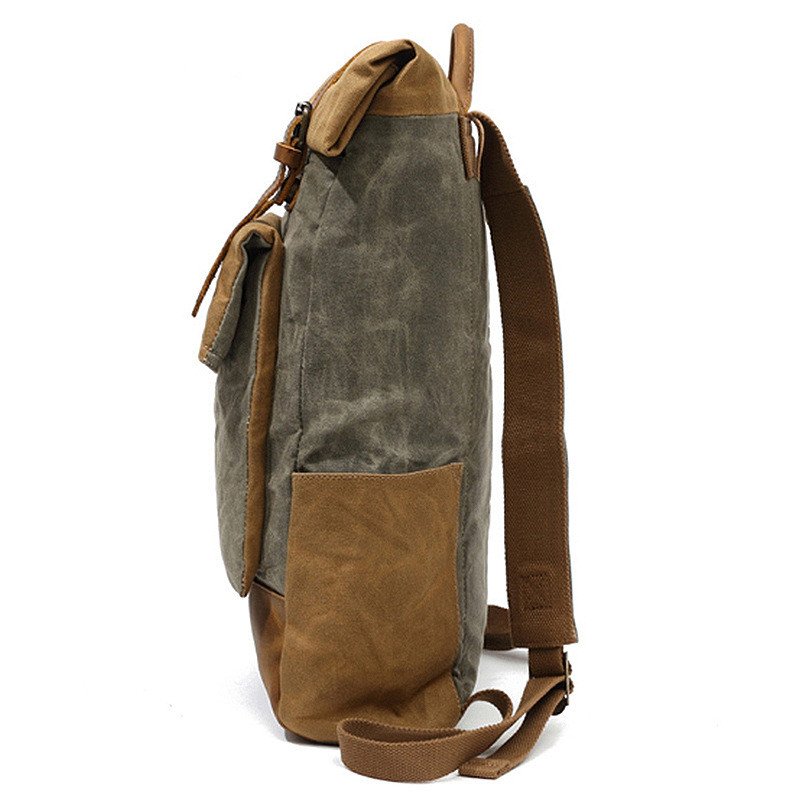 canvas for 14 inch laptop backpack School Bags Waxed Canvas Leather Backpack