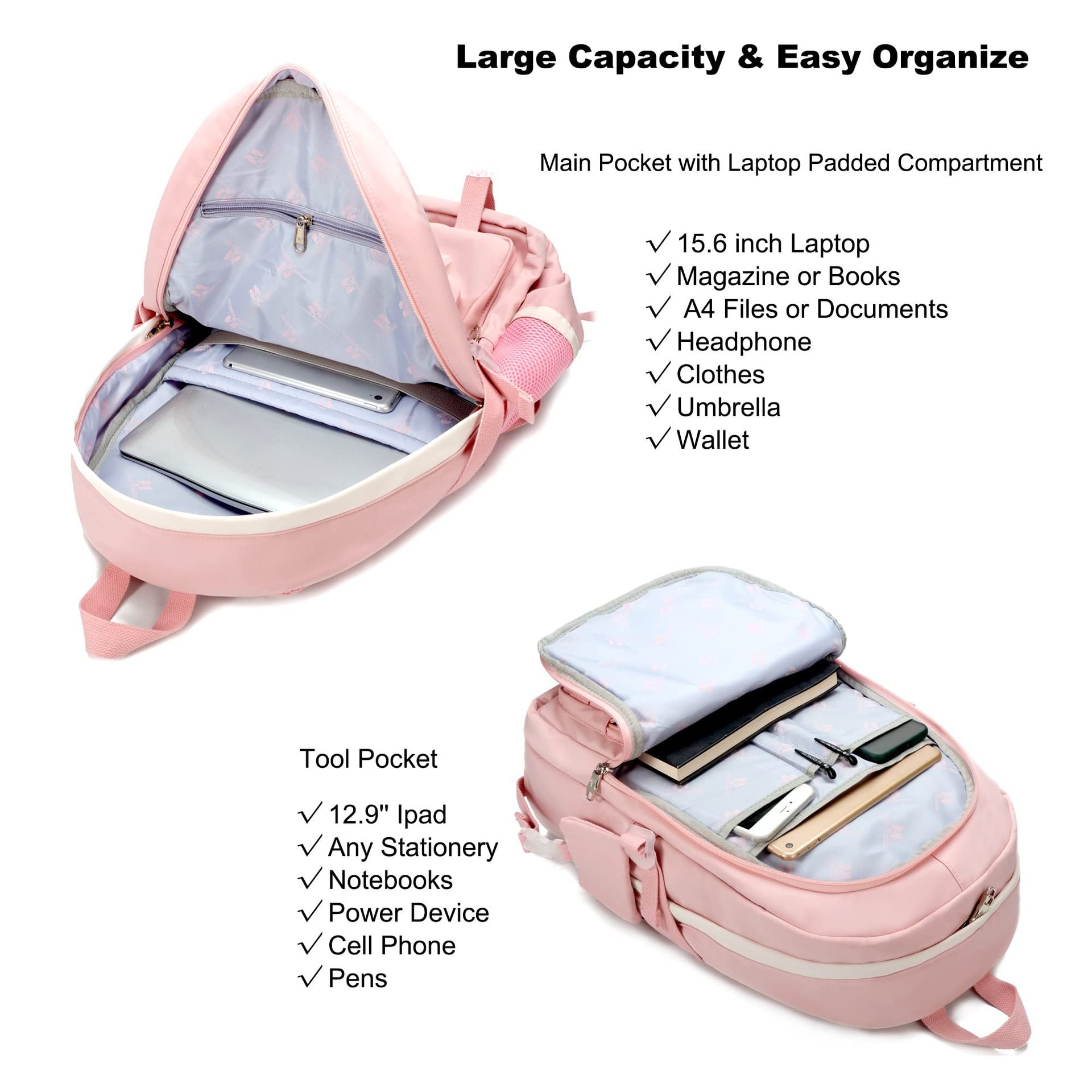 Anti Theft Travel Daypack Large Bookbags for Teens Girls Students Laptop Backpacks Inch School Bag College Backpack