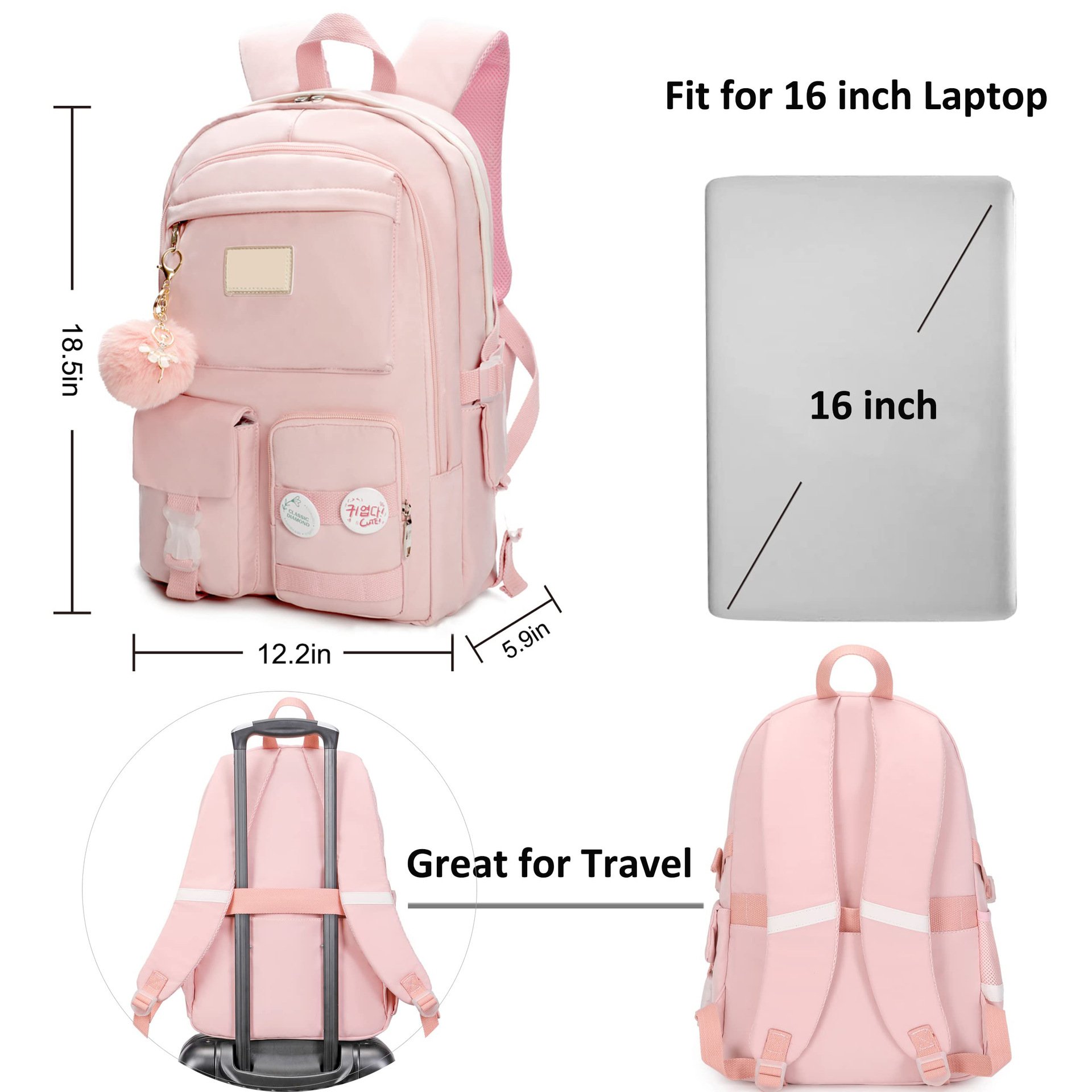 Anti Theft Travel Daypack Large Bookbags for Teens Girls Students Laptop Backpacks Inch School Bag College Backpack