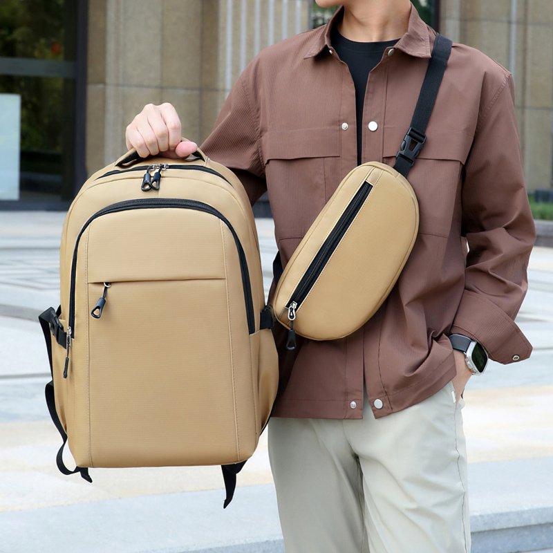 New Arrival Waterproof Pu Laptop Backpack With Chest Sling Bag 2 in 1 Outdoor Backpack Set