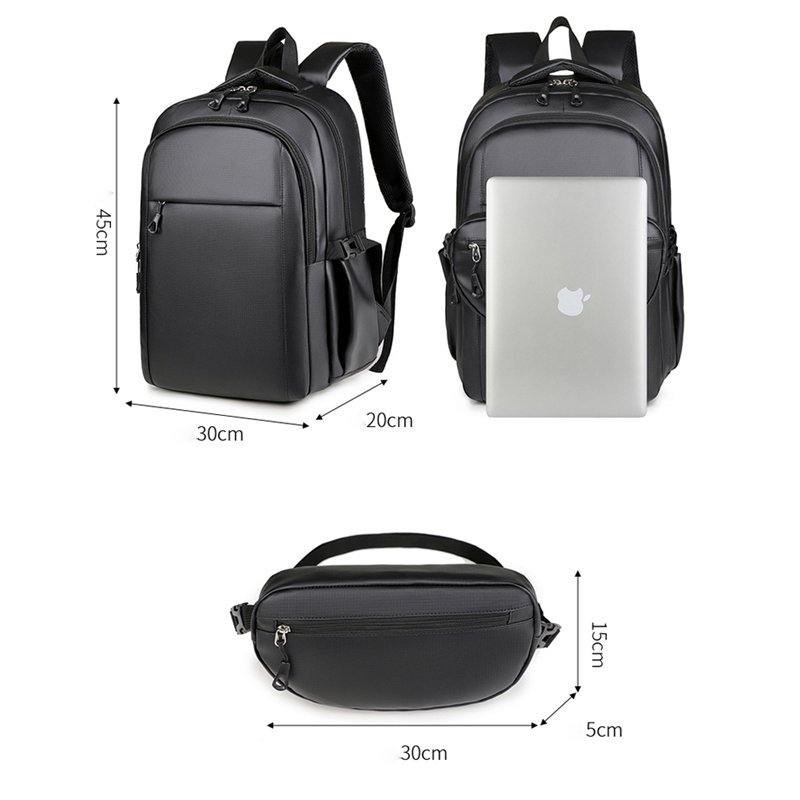 New Arrival Waterproof Pu Laptop Backpack With Chest Sling Bag 2 in 1 Outdoor Backpack Set
