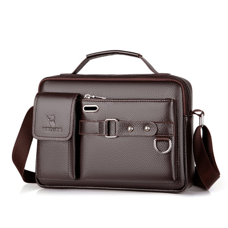Popular Sacoche Customized Logo Men's Laptop Backpack PU Leather Sling Bag Business Shoulder Messenger Bag For Men