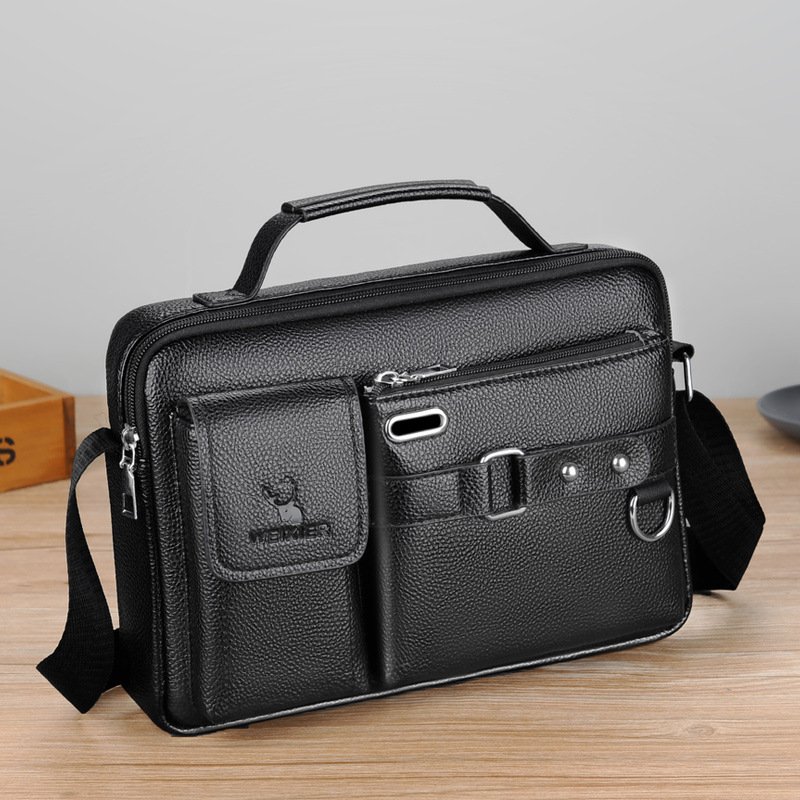 Popular Sacoche Customized Logo Men's Laptop Backpack PU Leather Sling Bag Business Shoulder Messenger Bag For Men