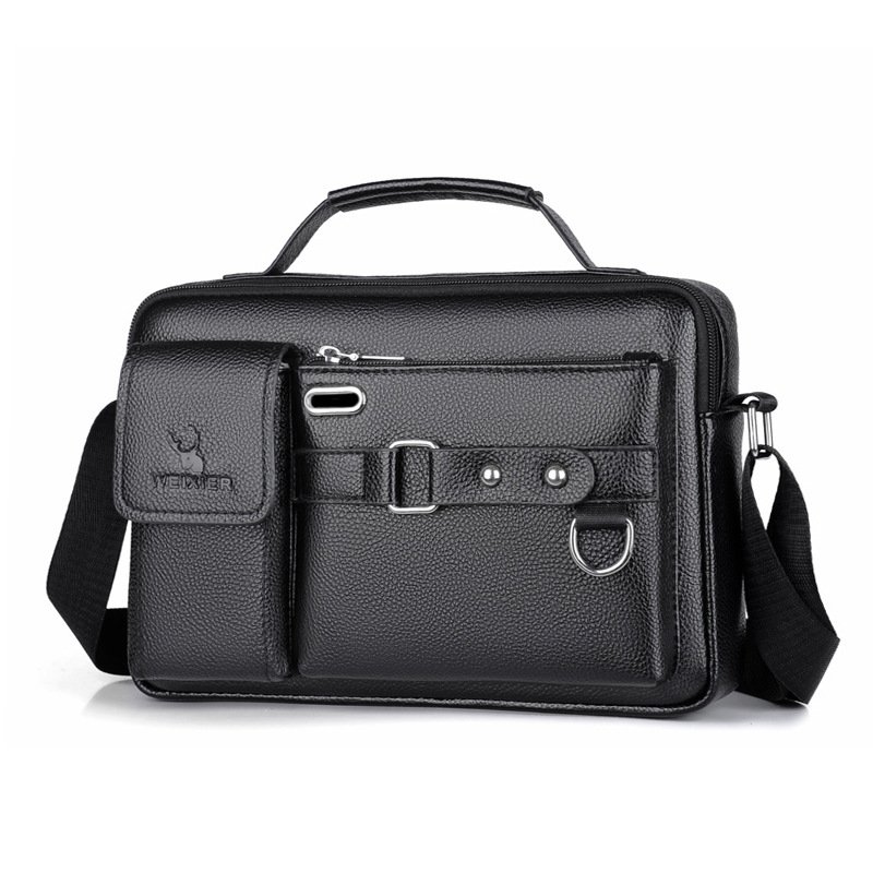 Popular Sacoche Customized Logo Men's Laptop Backpack PU Leather Sling Bag Business Shoulder Messenger Bag For Men