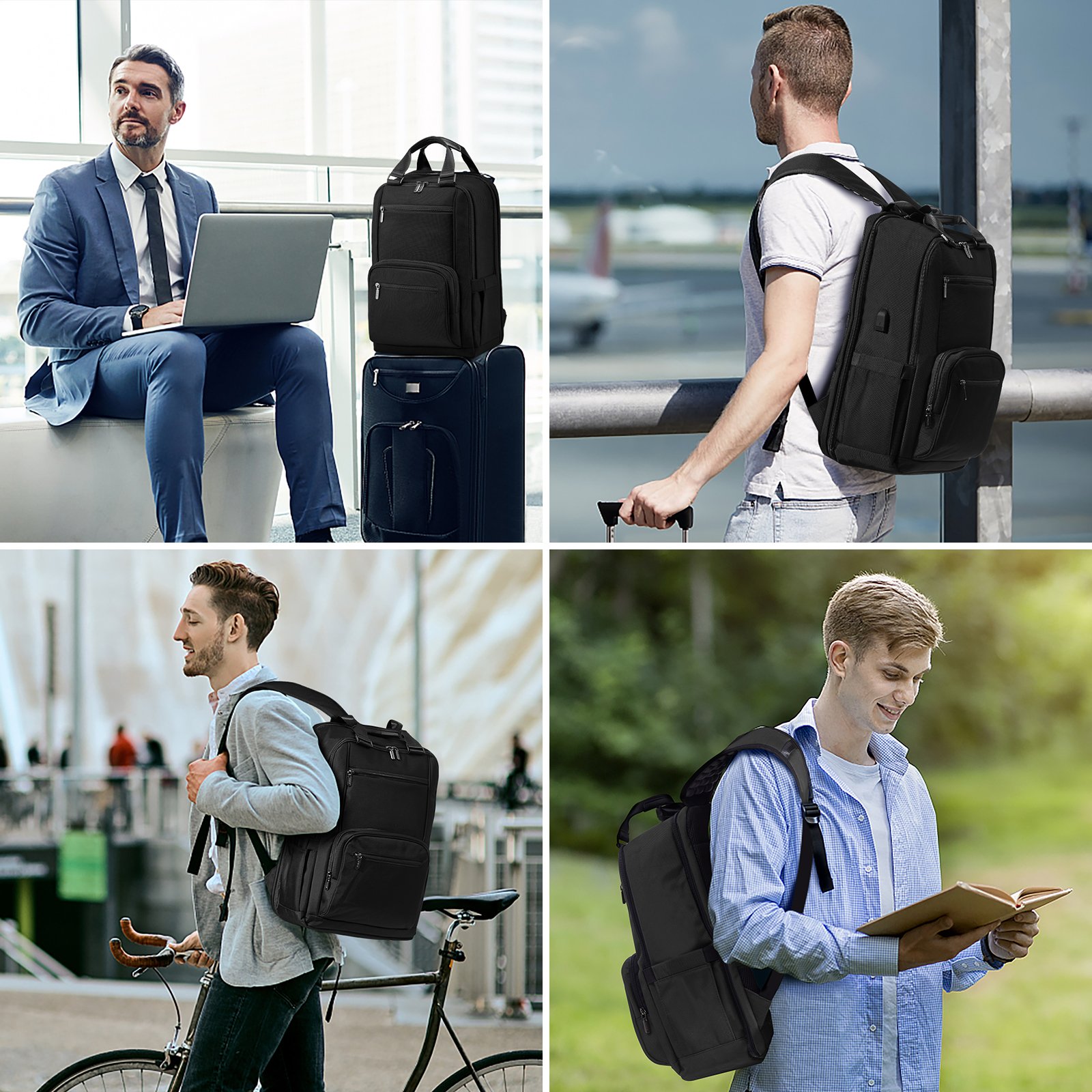 LOVEVOOK Waterproof Business Back pack with USB Port TSA Friendly Travel School Bookbag 15.6 In Laptop Backpack for Men Women