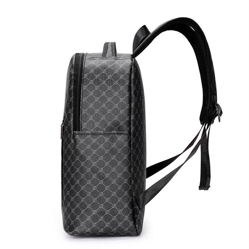 Simple personality checkered high school student backpack 15-inch computer backpack fashion shark-mouth men's backpack