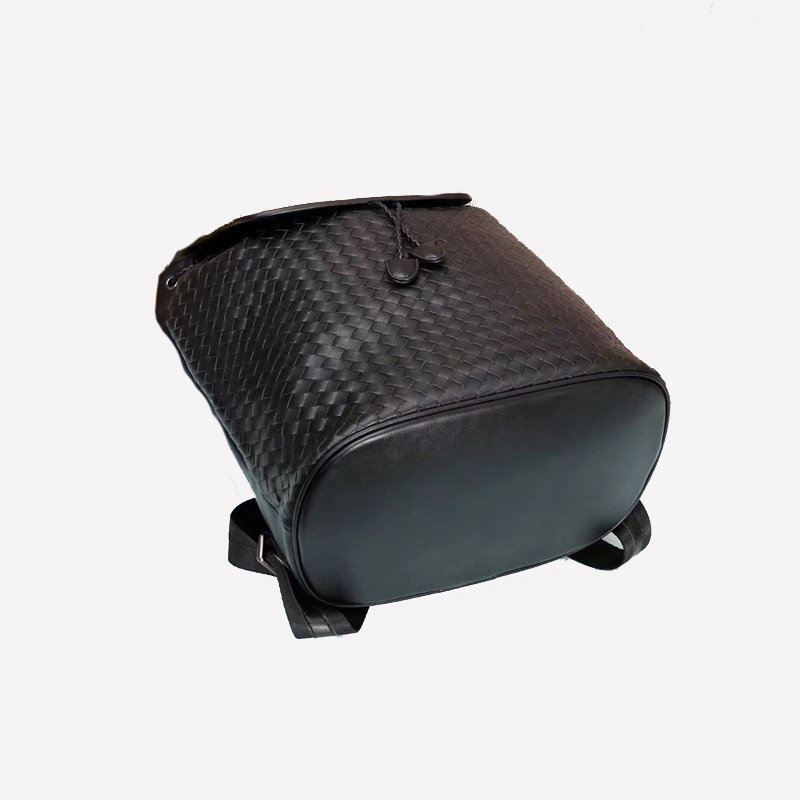 large capacity leather woven backpack fashion men's leather laptop backpack for outdoor