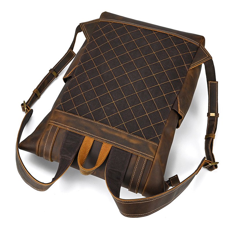 19.7 Inch Large Capacity Laptop Bag Vintage Brown Genuine Leather Travel Backpack For Outdoor