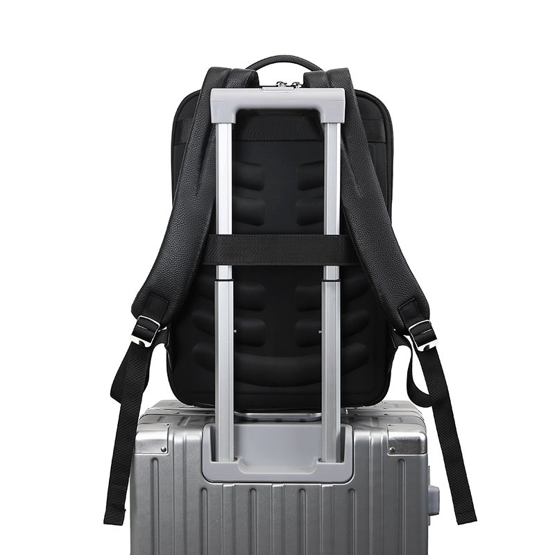 Men's 15.6 Inch Laptop Backpack Smart Travel USB Charging Work Bag Anti-Theft Features Large PU Leather Business Notebook