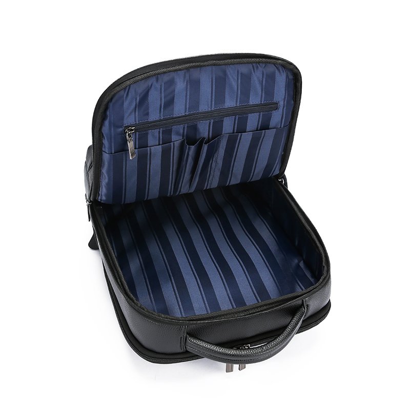 Men's 15.6 Inch Laptop Backpack Smart Travel USB Charging Work Bag Anti-Theft Features Large PU Leather Business Notebook