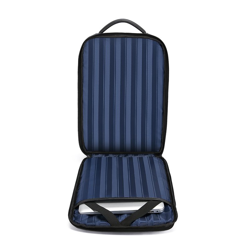 Men's 15.6 Inch Laptop Backpack Smart Travel USB Charging Work Bag Anti-Theft Features Large PU Leather Business Notebook