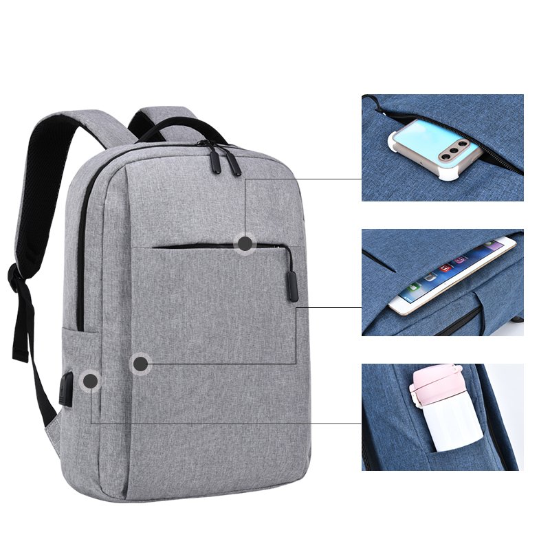 Factory Wholesale Slim Men's USB Charging Laptop Backpack Waterproof Business Bag Light Weight College Student Backpack 77898