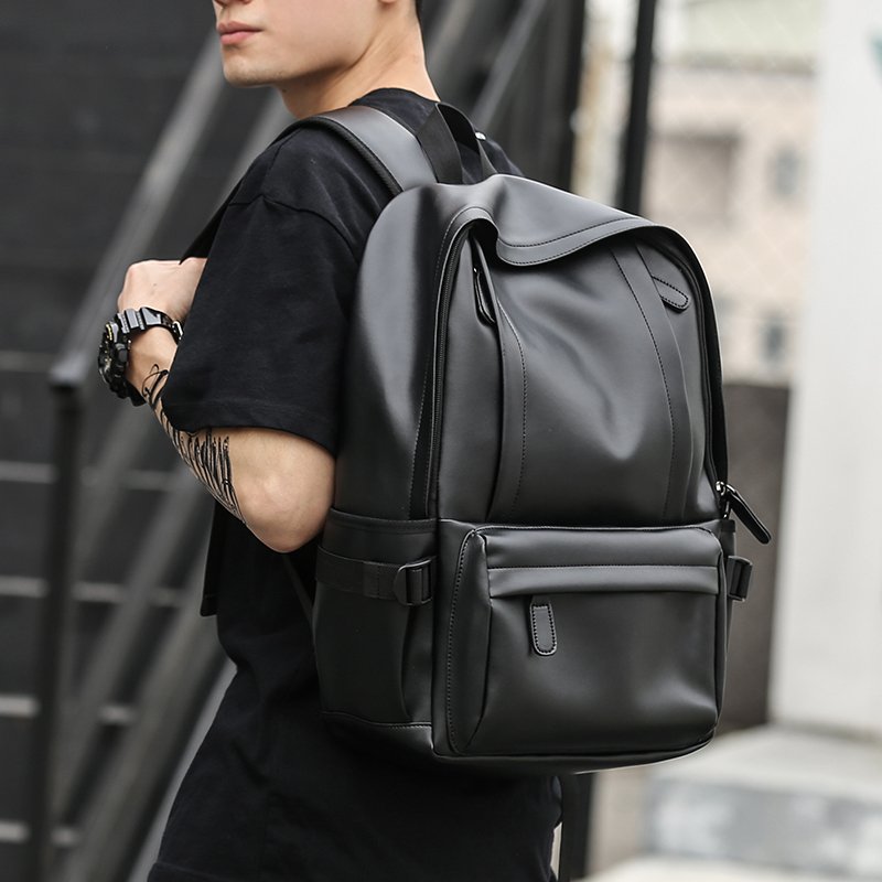 Guangzhou College school laptop bags women back pack men waterproof PU Leather Backpack
