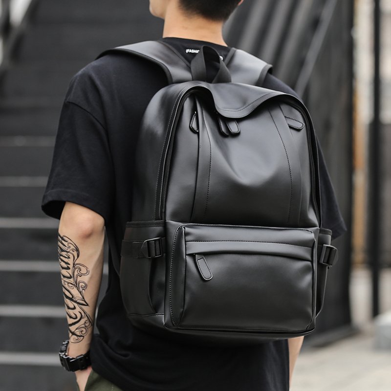 Guangzhou College school laptop bags women back pack men waterproof PU Leather Backpack
