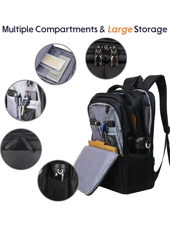 USB Charger Backpack Anti Theft Smart Laptop Backpack Bag Large Capacity Multifunction Nylon Soft Fashion Black Waterproof