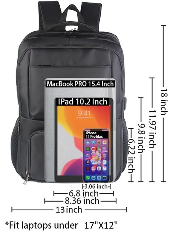USB Charger Backpack Anti Theft Smart Laptop Backpack Bag Large Capacity Multifunction Nylon Soft Fashion Black Waterproof
