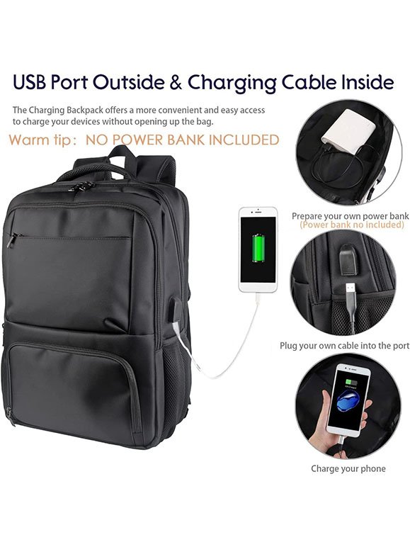 USB Charger Backpack Anti Theft Smart Laptop Backpack Bag Large Capacity Multifunction Nylon Soft Fashion Black Waterproof