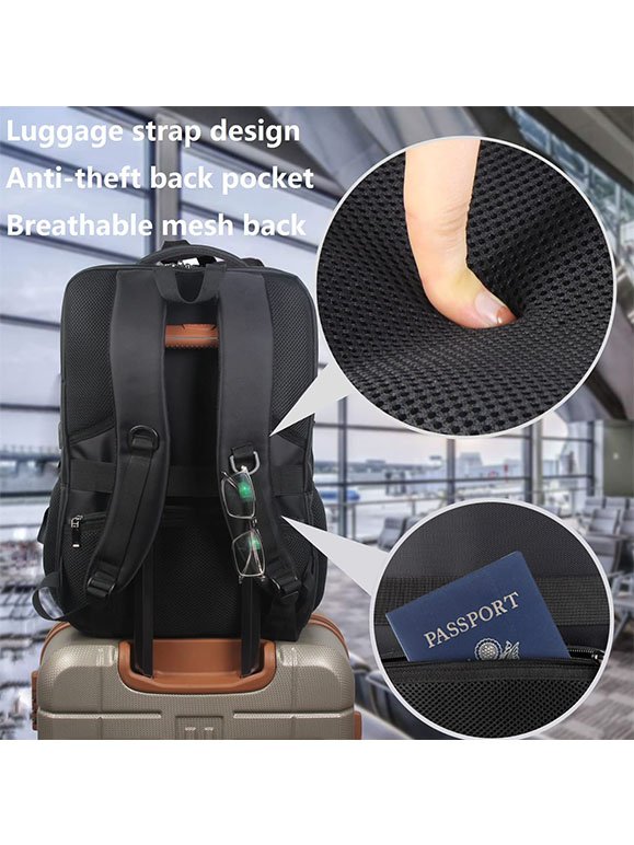 USB Charger Backpack Anti Theft Smart Laptop Backpack Bag Large Capacity Multifunction Nylon Soft Fashion Black Waterproof
