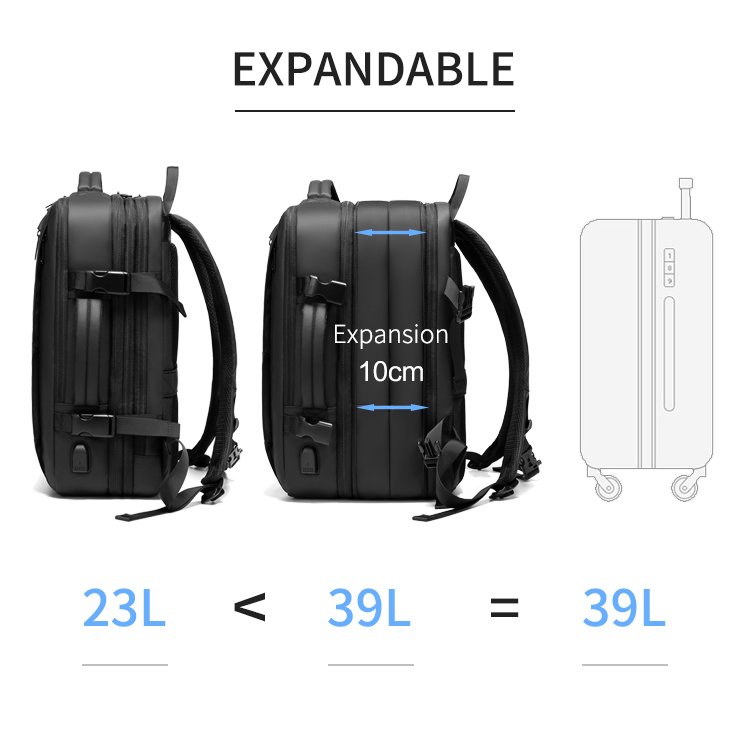 1020 high capacity waterproof usb smart travel business computer laptop backpack bags with expandable pockets
