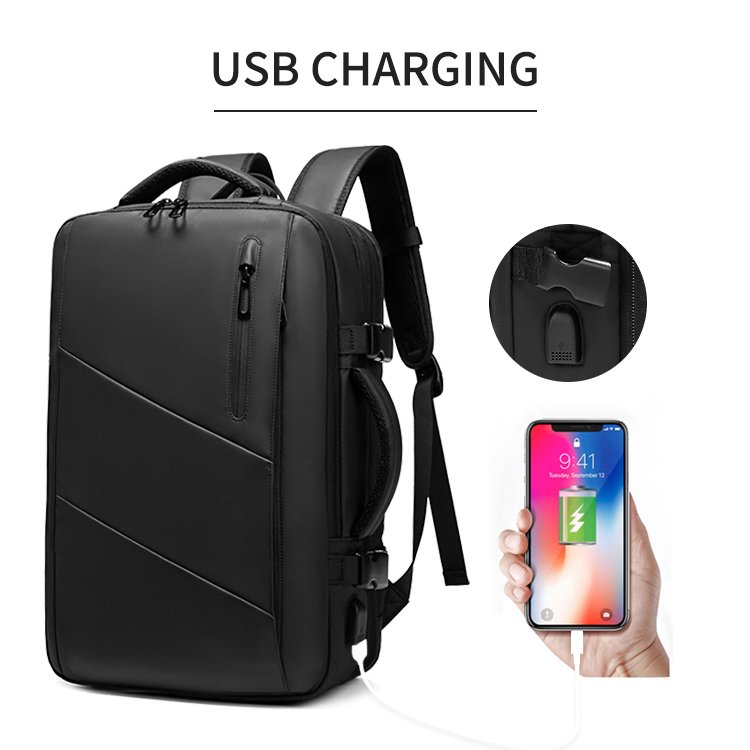 1020 high capacity waterproof usb smart travel business computer laptop backpack bags with expandable pockets