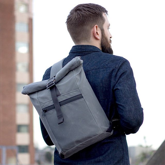 custom new trendy roll top bag with one strap black nylon laptop backpacks custom logo nylon laptop backpacks school bags unisex