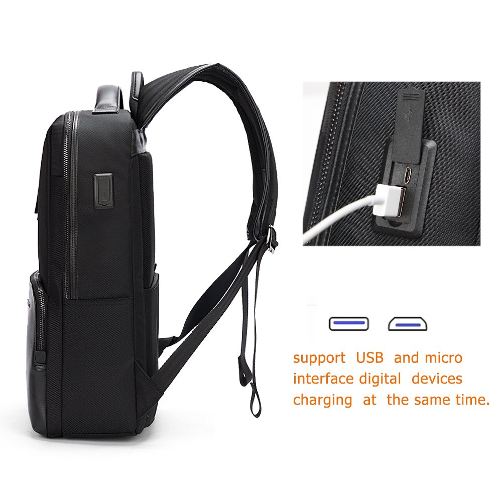 Aoking custom high quality Waterproof black backpack with usb office computer laptop men business backpack mochilas backpack