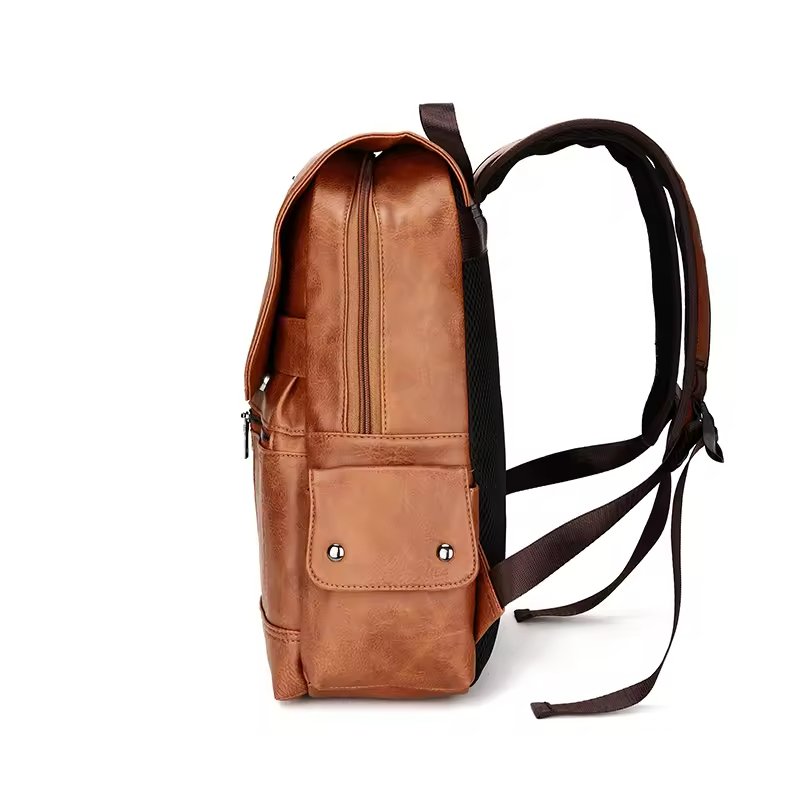 Vintage Leisure Daily Bag PU Waterproof Laptop Backpack Large Storage Outdoor Travel Softback