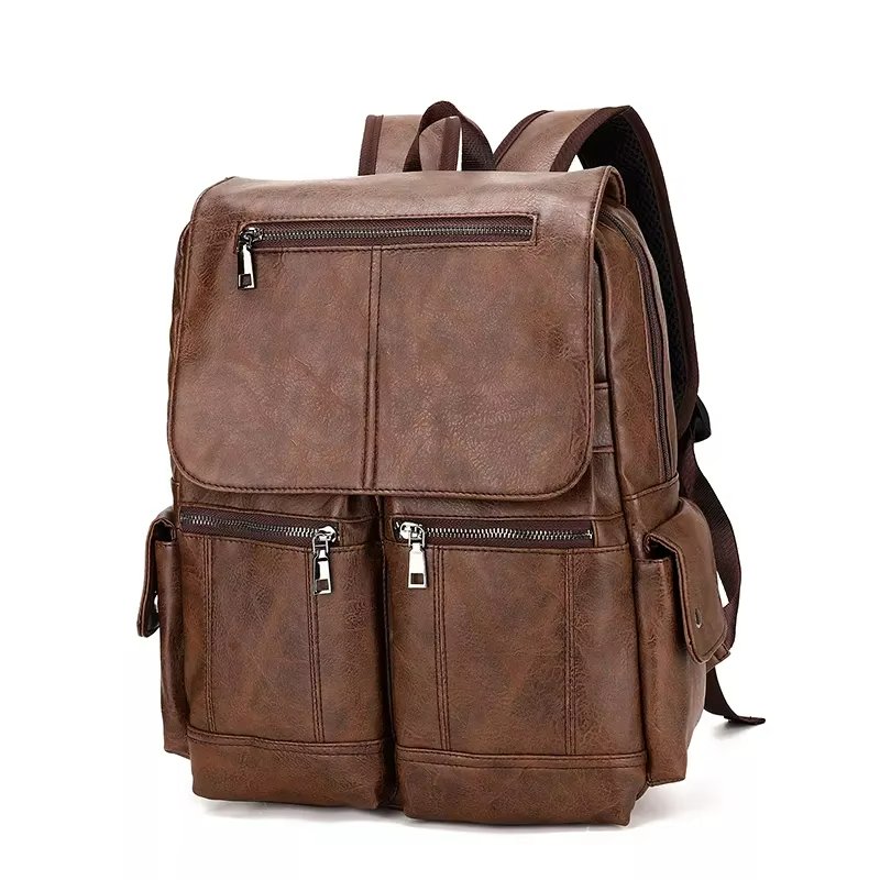Vintage Leisure Daily Bag PU Waterproof Laptop Backpack Large Storage Outdoor Travel Softback