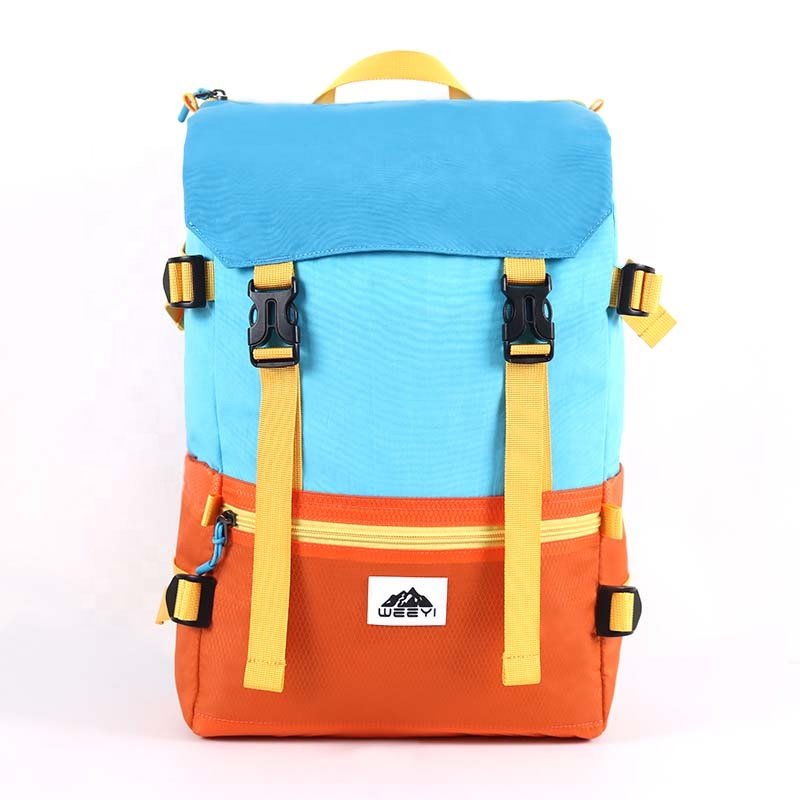 CHANGRONG Custom color block design rpet polyester casual sports backpacks
